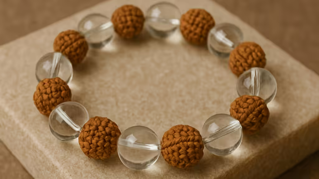 Clear Quartz Rudraksha Premium Bracelet